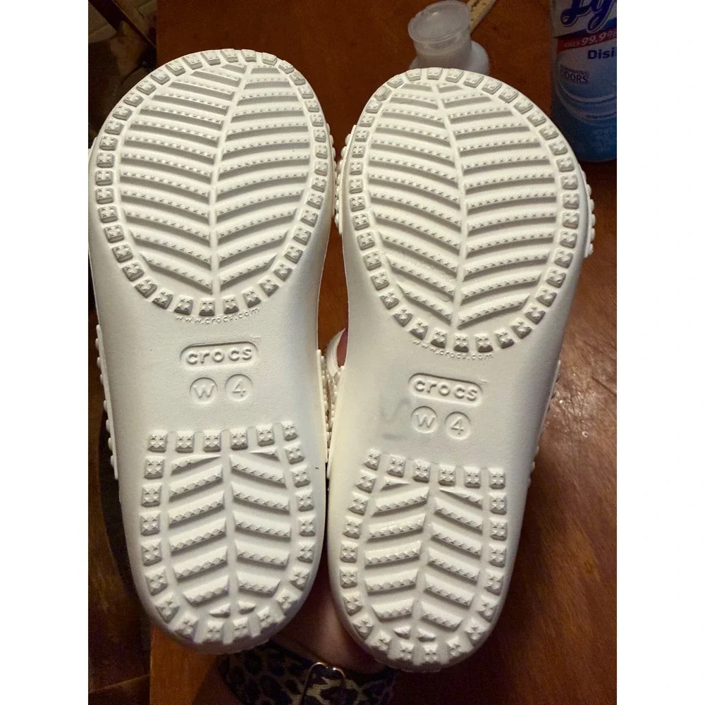 Crocs Cleo V White Multi Strap Slide Sandals Womens Size 4 Iconic Comfort